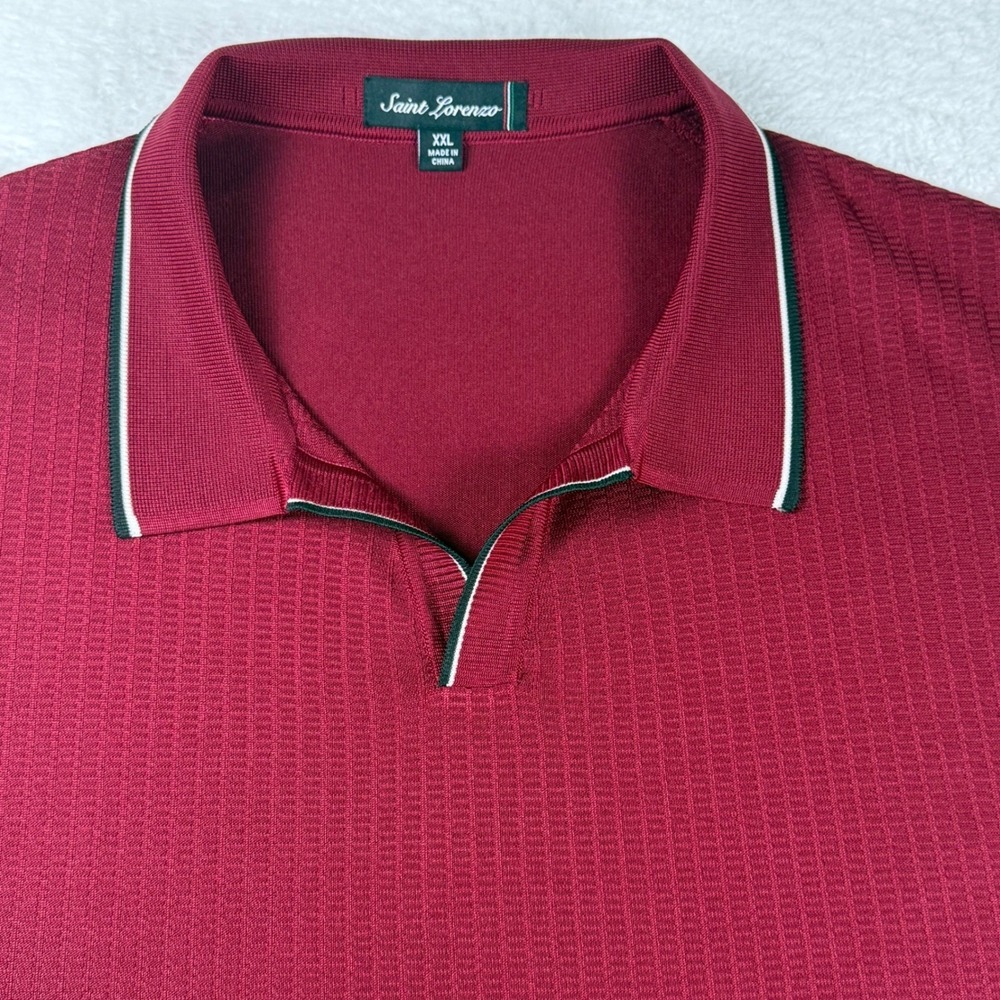 Saint Lorenzo Polo Shirt Textured Knit Short Sleeve‎ Casual Top XXL